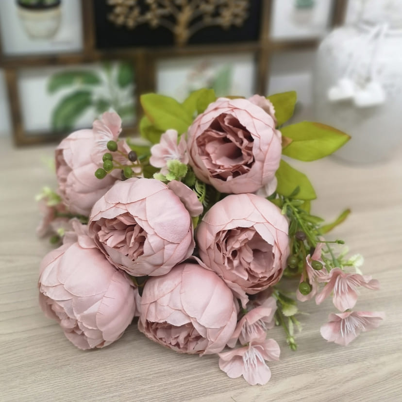 Искусственные цветы на могилу в Тольятти | Цветы искусственные «Пионы», розовый, винтаж, букет