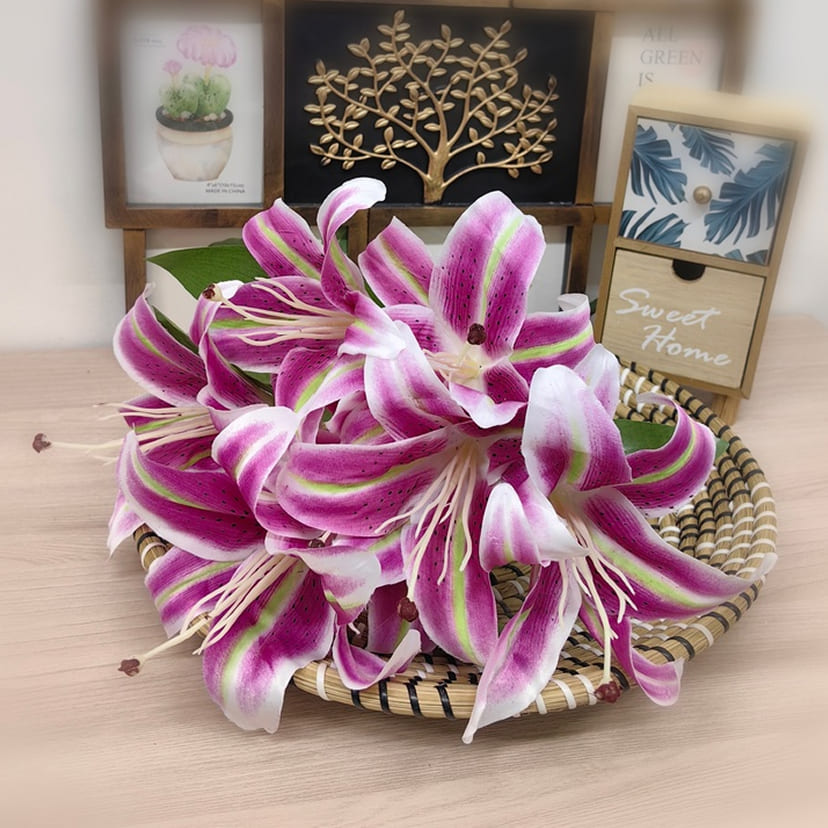 Искусственные цветы на могилу в Тольятти | Цветы искусственные «Лилии крупные», розово-сиреневые, букет