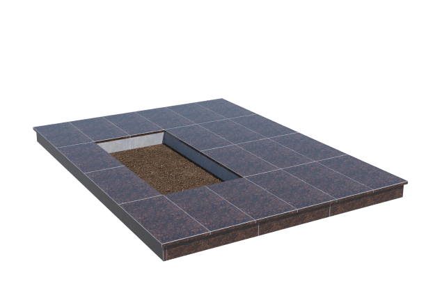 Площадки на могилу в&nbsp;Тольятти | Площадка с вертикальной (10 см) облицовкой Дымовским гранитом (под цветник)