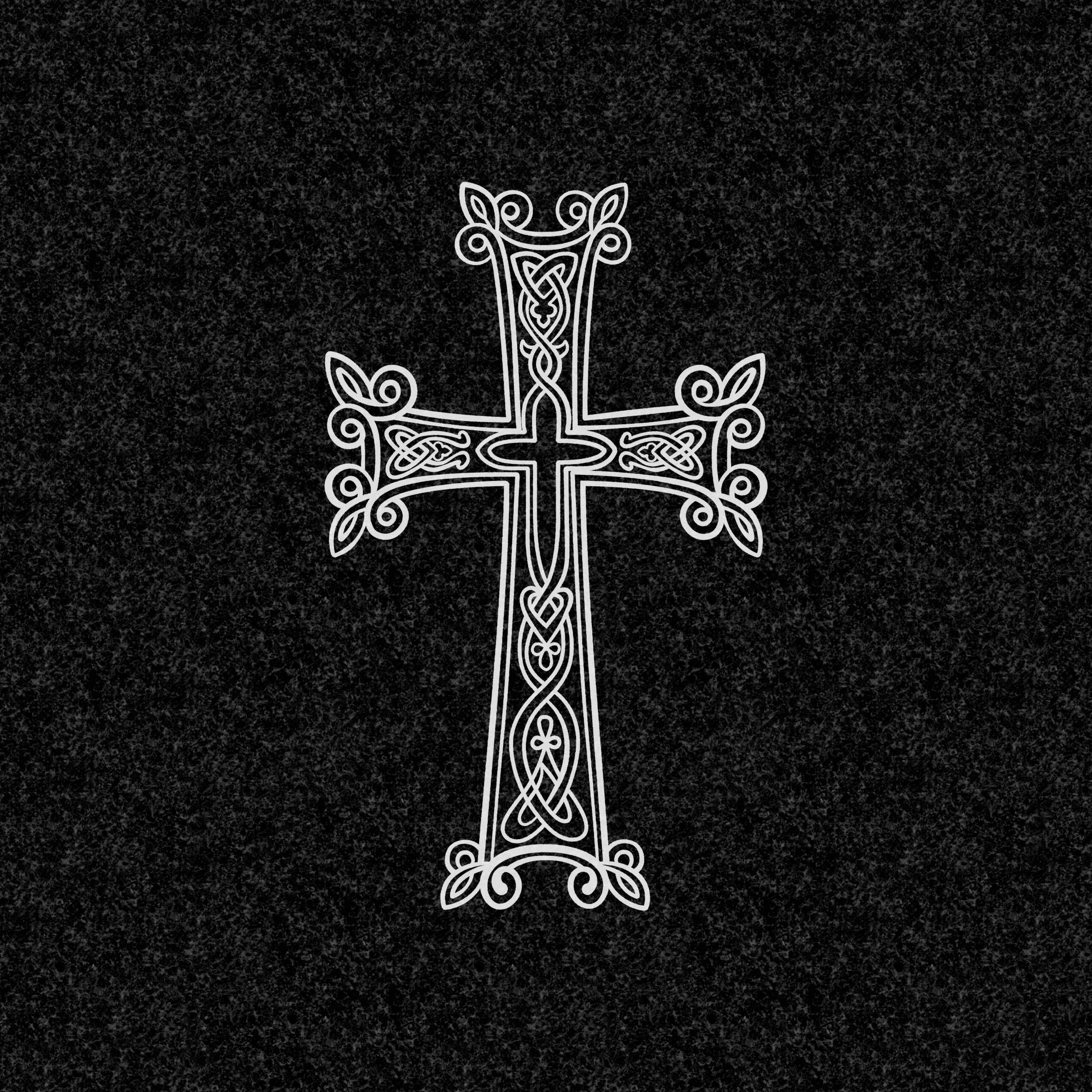 Символы веры | Рисунок армянский крест с растительным орнаментом, РС-007