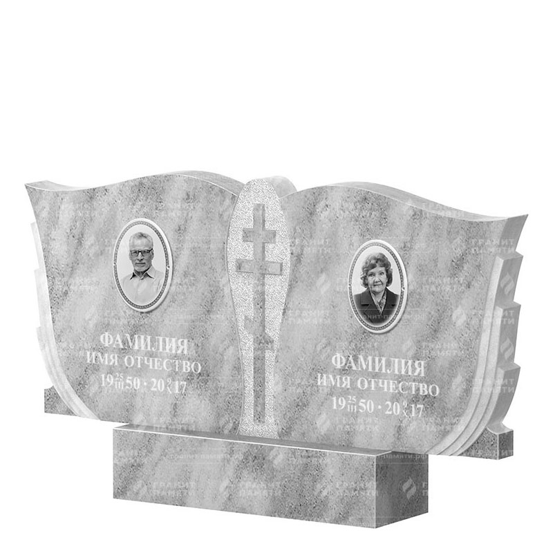 Памятники из мрамора в&nbsp;Тольятти | Двойной мраморный памятник ФМ-136