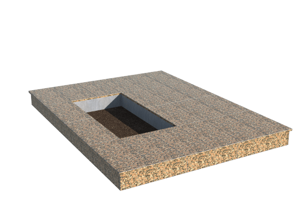 Площадки на могилу в&nbsp;Тольятти | Площадка с вертикальной (15 см) облицовкой Южно-султаевским гранитом (под цветник)