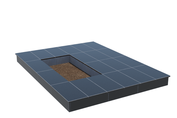 Площадки на могилу в&nbsp;Тольятти | Площадка с вертикальной (15 см) облицовкой гранитом Габбро (под цветник)