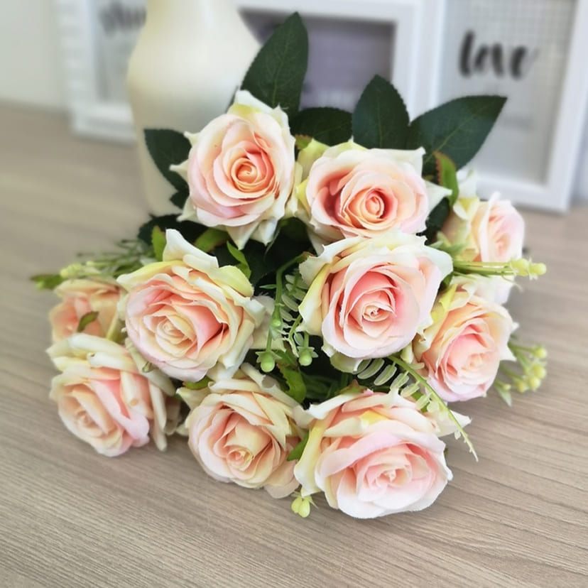 Искусственные цветы в Тольятти | Цветы искусственные «Розы острые», розовато-молочные, букет