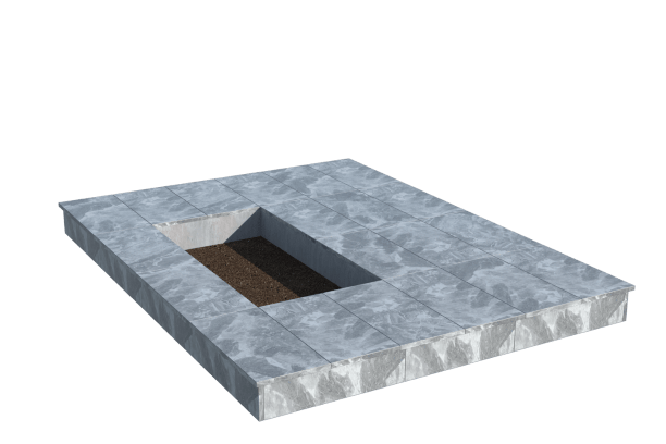 Площадки на могилу в&nbsp;Тольятти | Площадка с вертикальной (15 см) мраморной облицовкой (под цветник)