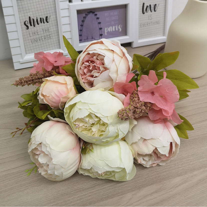 Искусственные цветы на могилу в Тольятти | Цветы искусственные «Пионы», молочно-розовые, букет