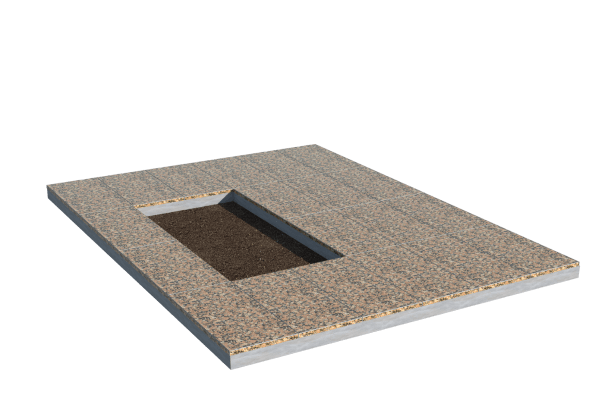 Площадки на могилу в&nbsp;Тольятти | Площадка с облицовкой Южно-Султаевским гранитом (под цветник)