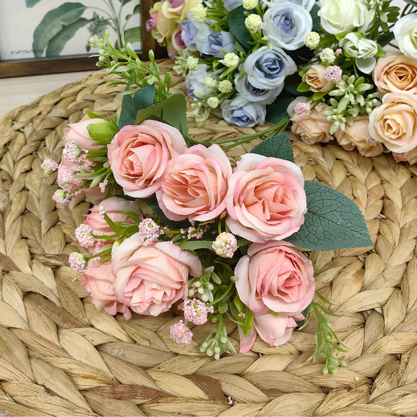 Искусственные цветы в Тольятти | Цветы искусственные «Розы», нежно-розовые, букет