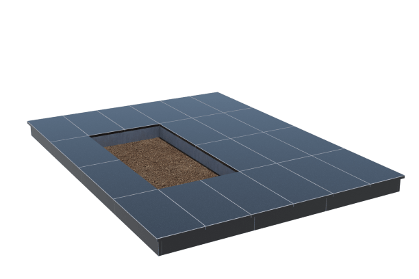 Площадки на могилу в&nbsp;Тольятти | Площадка с вертикальной (10 см) облицовкой гранитом Габбро (под цветник)